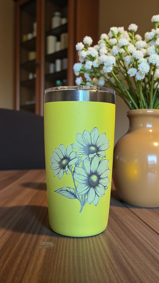 Engraved flower design FETI 10oz/295ml Rambler