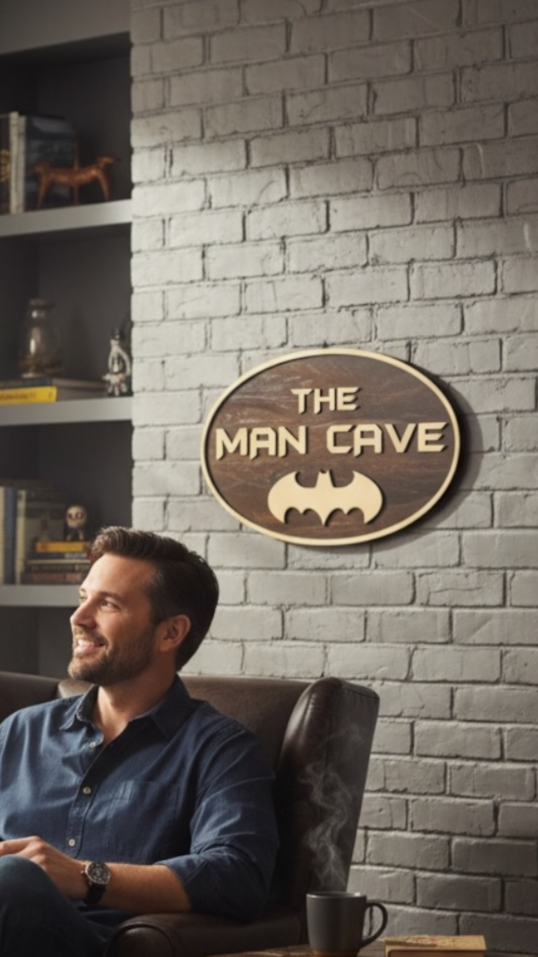 Rustic Wooden Man Cave Sign – “Man Cave -Batman”