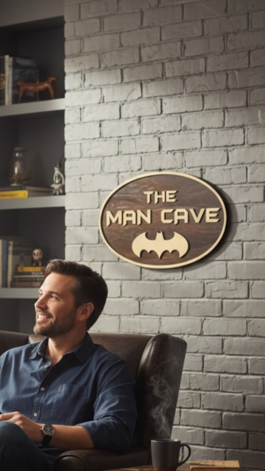 Rustic Wooden Man Cave Sign – “Man Cave -Batman”