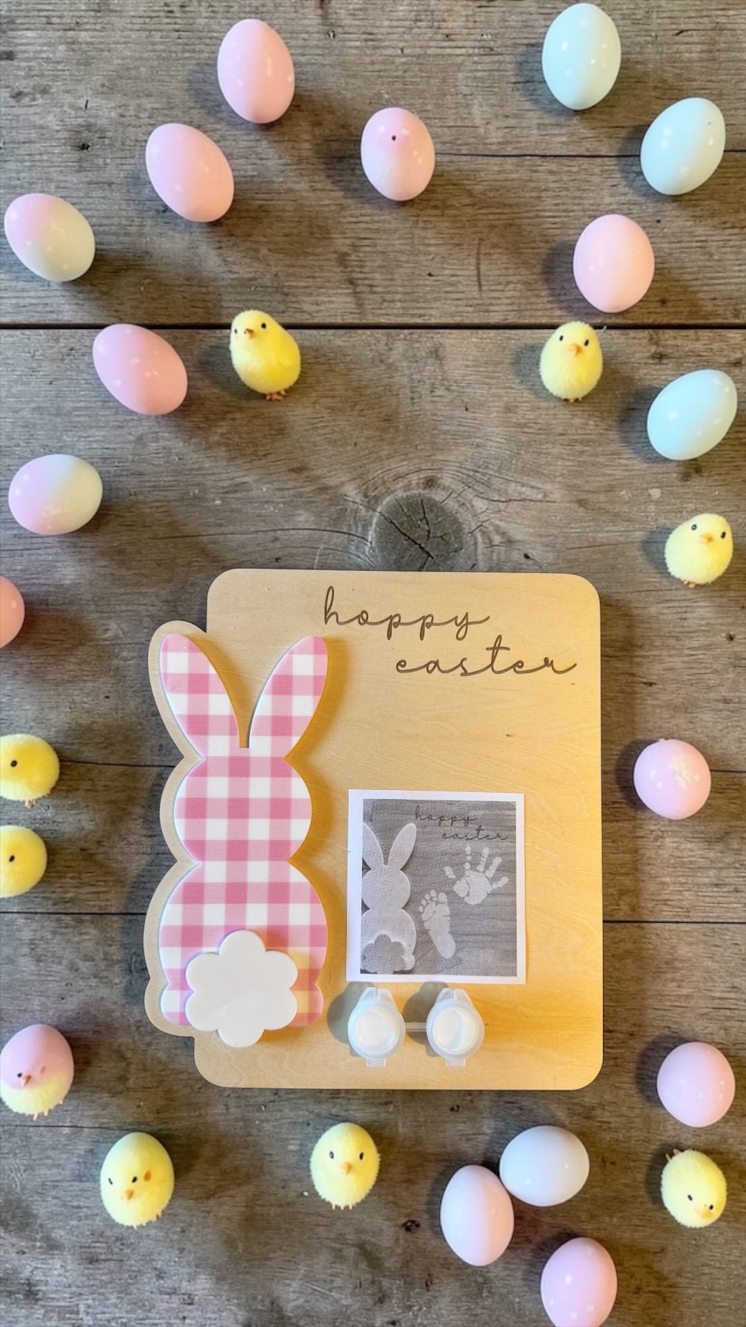 Hoppy Easter - Personalised Easter Bunny Handprint Keepsake Board