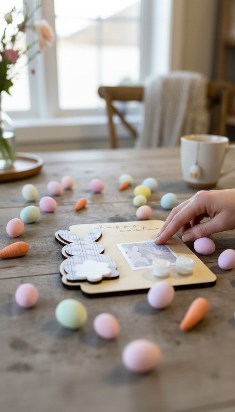 Hoppy Easter - Personalised Easter Bunny Handprint Keepsake Board