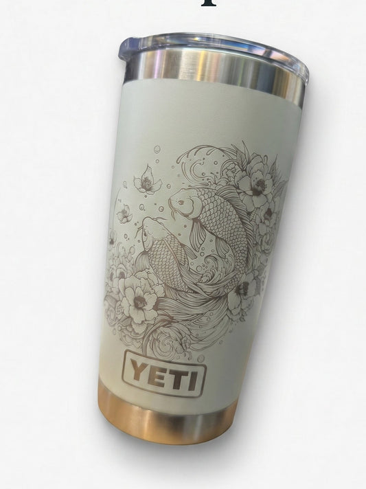 Koi fish engraving 10oz(295ml)/20oz(591ml) yeti
